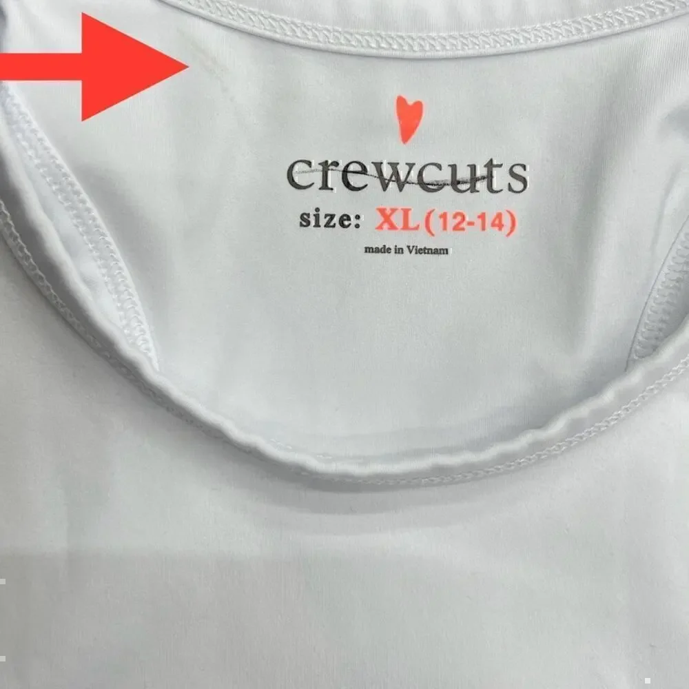 J.Crew Girls' active cropped tank top white BX030 size XL NWT